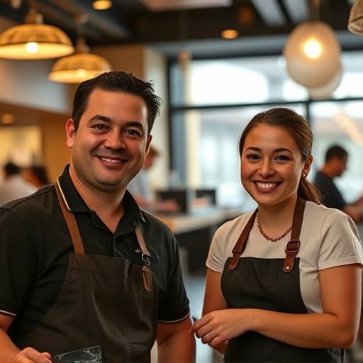 Freundliches Restaurantpersonal lächelt in die Kamera